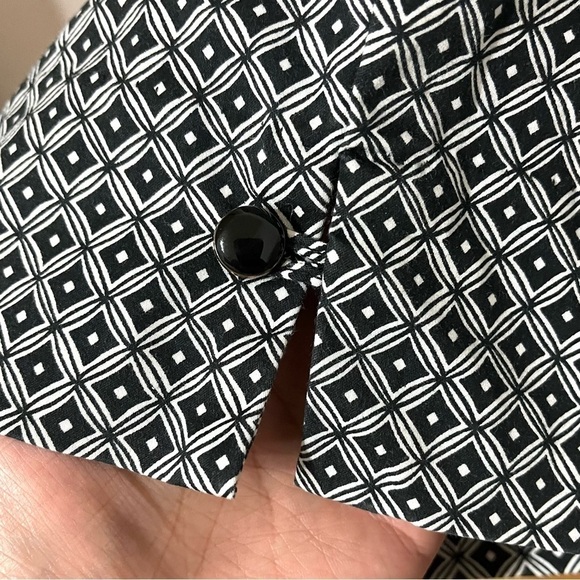TALBOTS Black White Geometric Print Tapered Hem Cropped Heritage Pants Size 14 - Picture 7 of 10